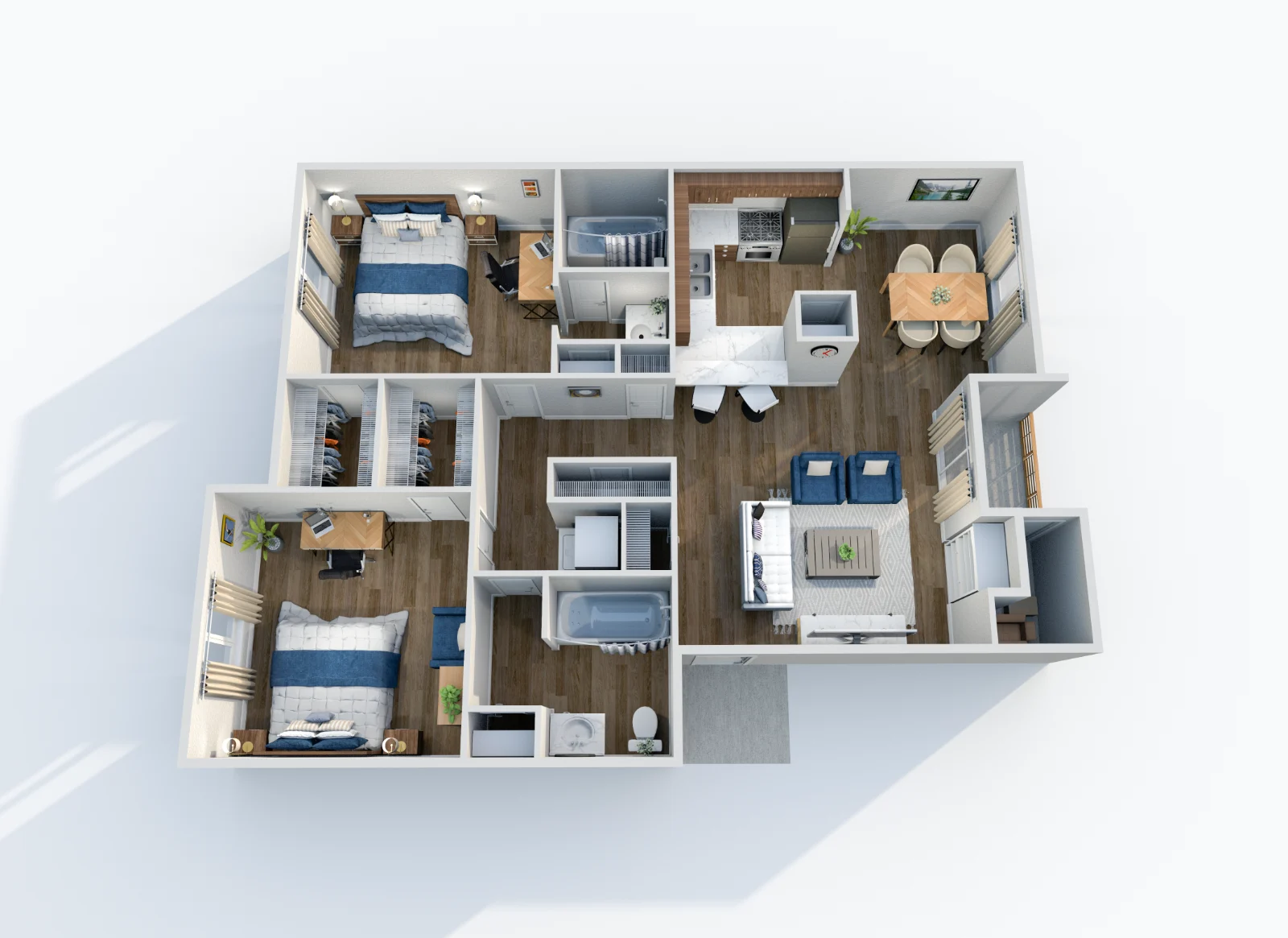 The Preserve at Turtle Creek — floor plan, Plan B2 · 2 bed · 1,100 sq ft